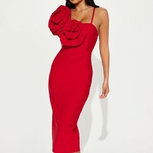 Fashion Nova Bold Red Midi Dress